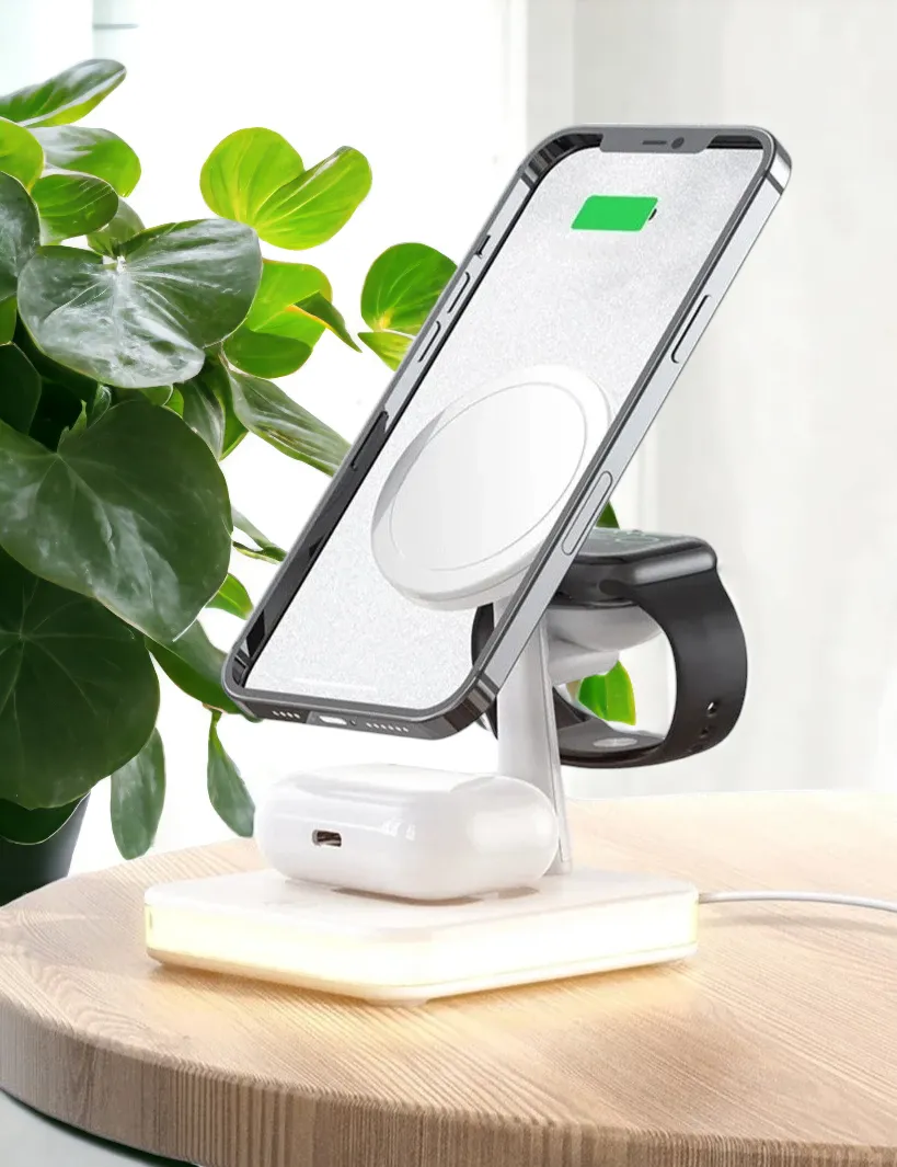 Magnetic 4 in 1 Wireless Fast Charging Dock Station For iPhone Apple watch & Airpods
