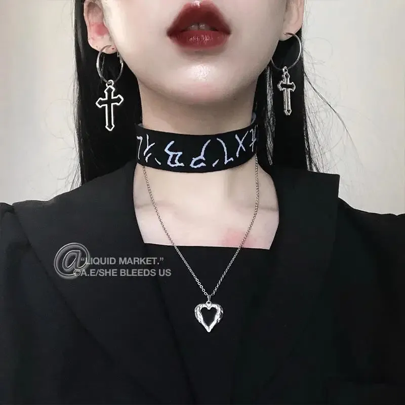 Make a Bold Statement with Black Hollow Cross Big Earrings