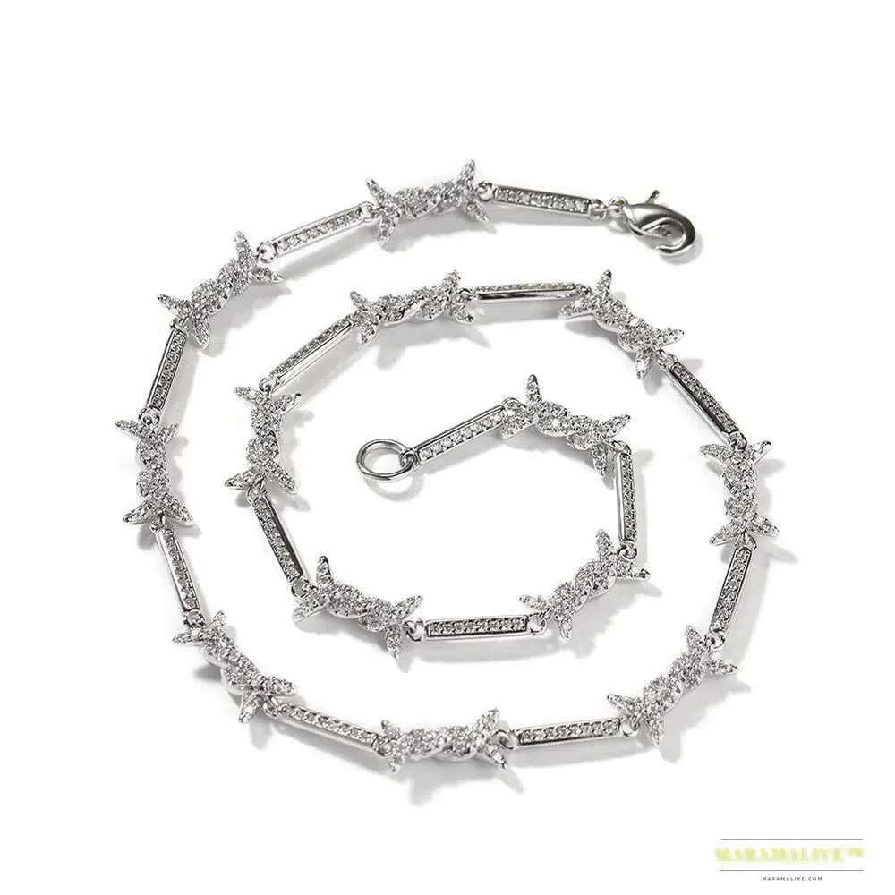 Maramalive™ 3mm Slim Vintage Gothic Barbed Wire Choker with Cubic Zirconia Punk Twist Spiked Thorns