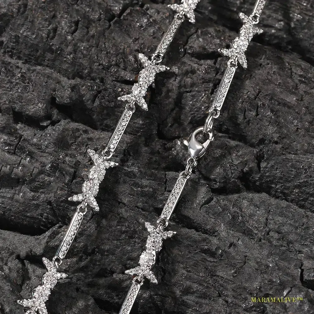 Maramalive™ 3mm Slim Vintage Gothic Barbed Wire Choker with Cubic Zirconia Punk Twist Spiked Thorns