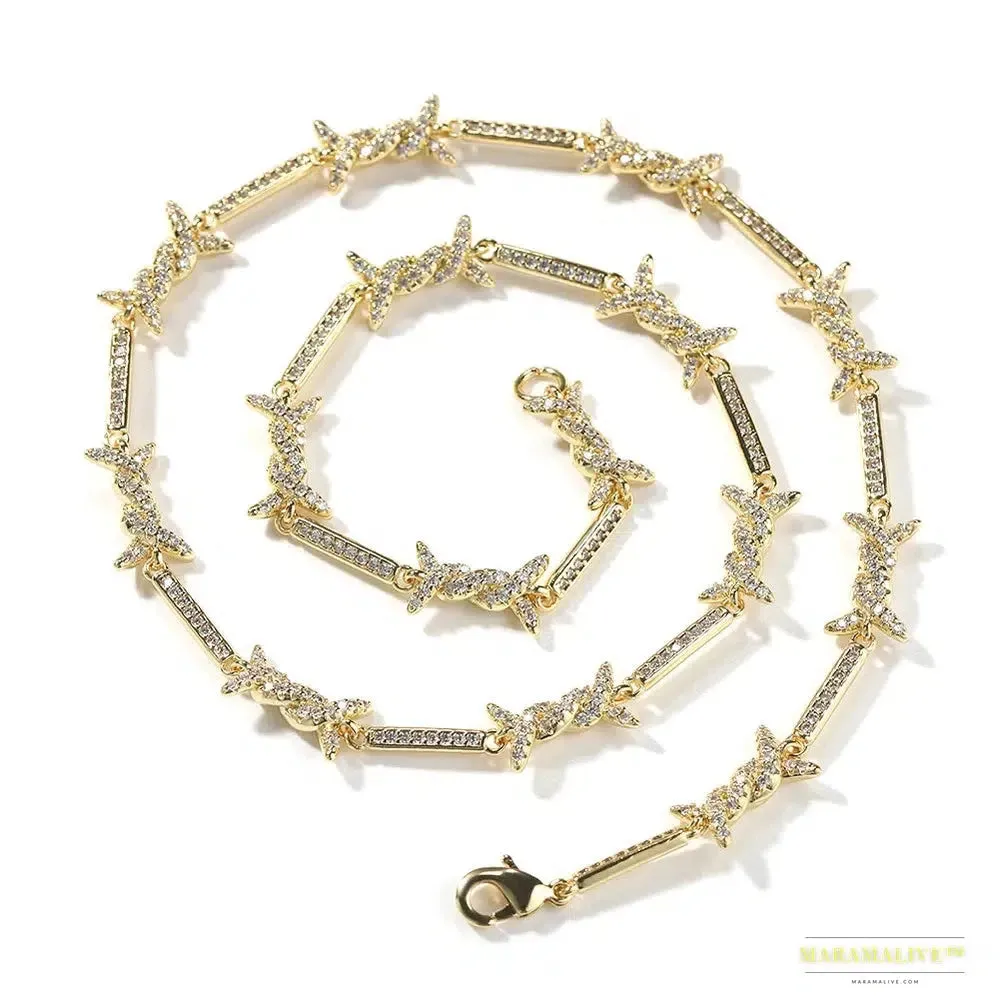 Maramalive™ 3mm Slim Vintage Gothic Barbed Wire Choker with Cubic Zirconia Punk Twist Spiked Thorns