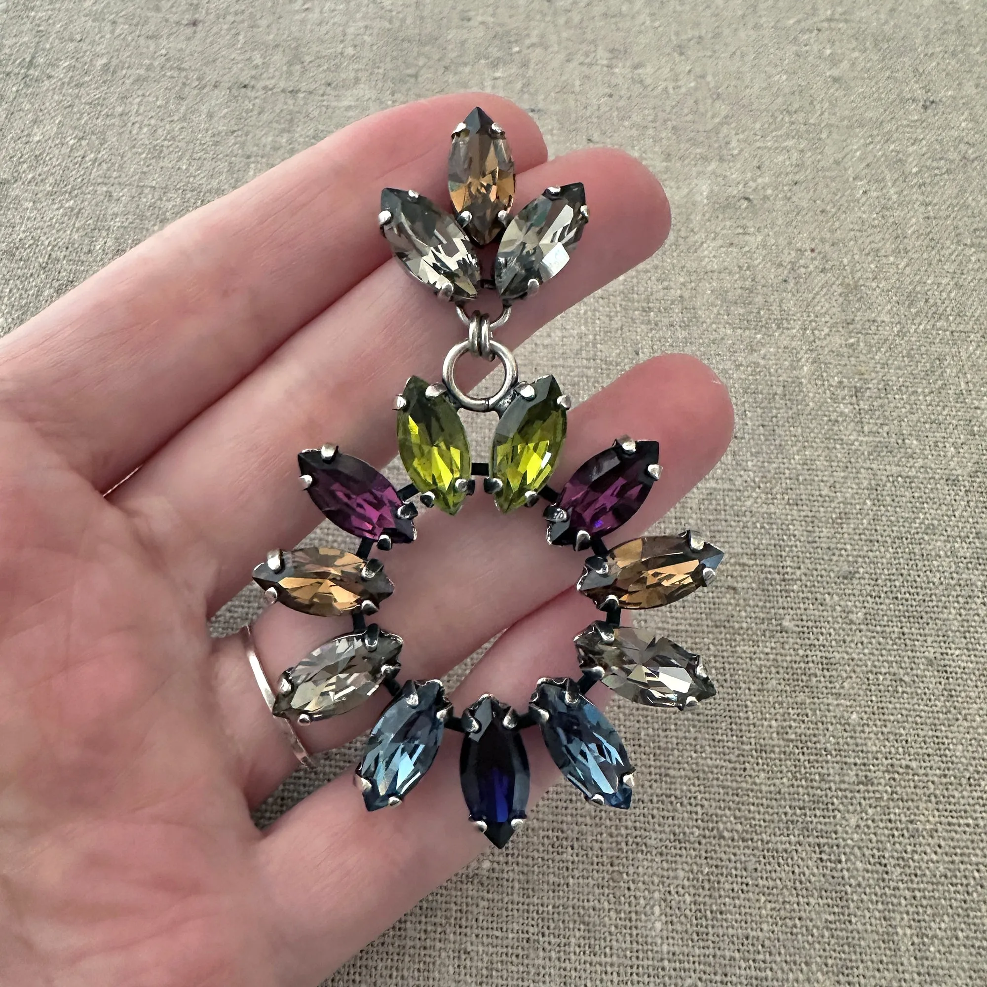 Marquise Wreath Statement Post Earrings • Earthy Jeweltone
