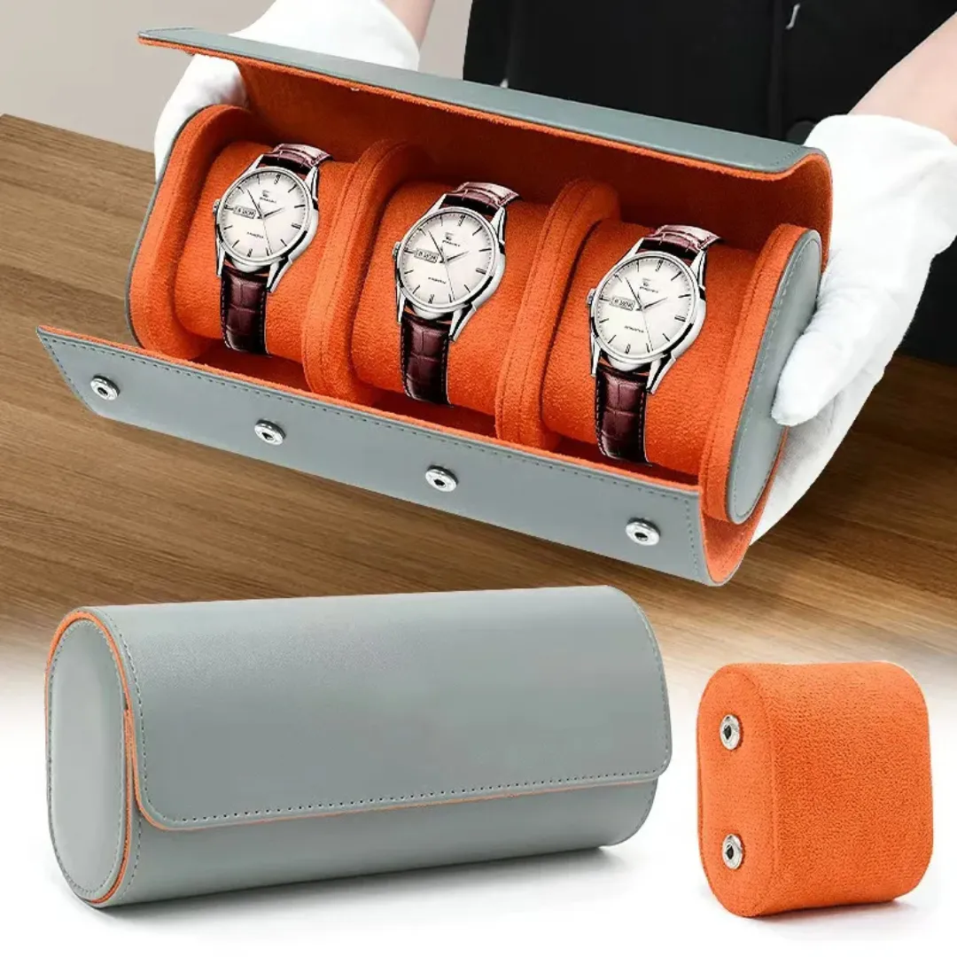 Mason | Modern Leather Watch Roll – Compact Travel Case for 1–3 Watches