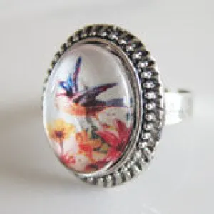 Mega Kit Adjustable Photo Rings Vintage Style Beaded Oval 18x13mm Antique Silver
