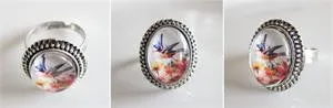 Mega Kit Adjustable Photo Rings Vintage Style Beaded Oval 18x13mm Antique Silver