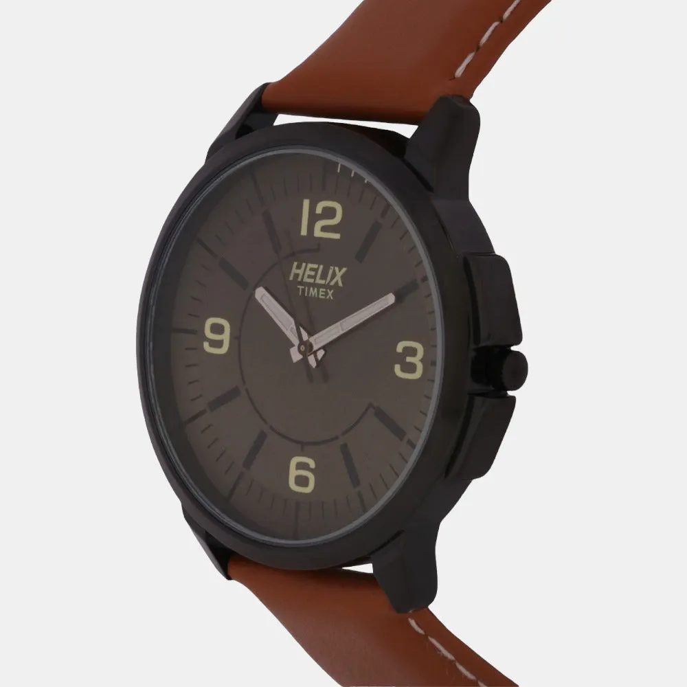 Men Quartz Green Dial Analog Leather Watch TW027HG15