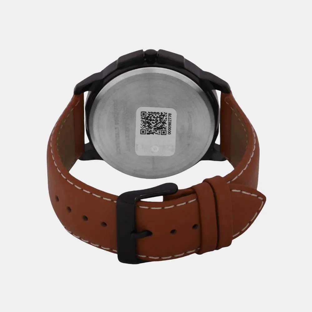 Men Quartz Green Dial Analog Leather Watch TW027HG15