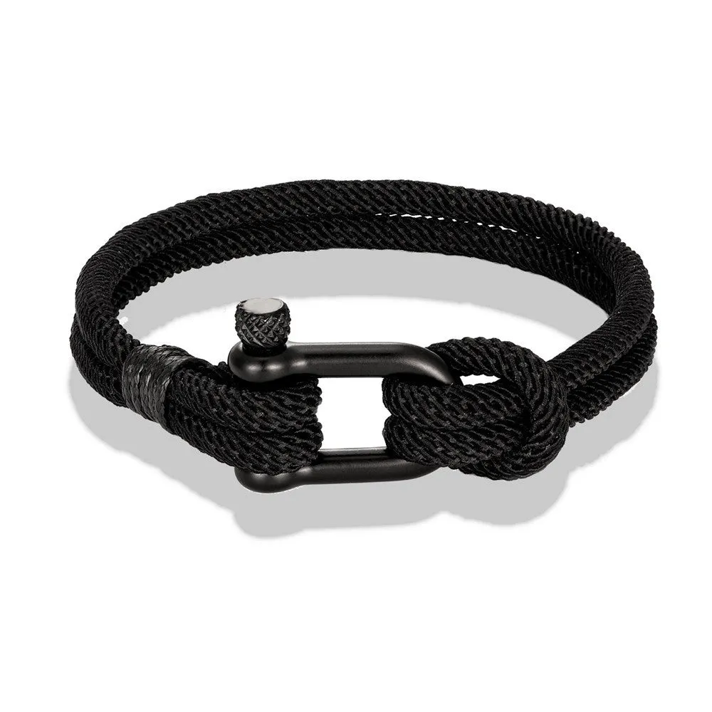 Mens Fashion Personality Horseshoe Buckle Woven Bracelet