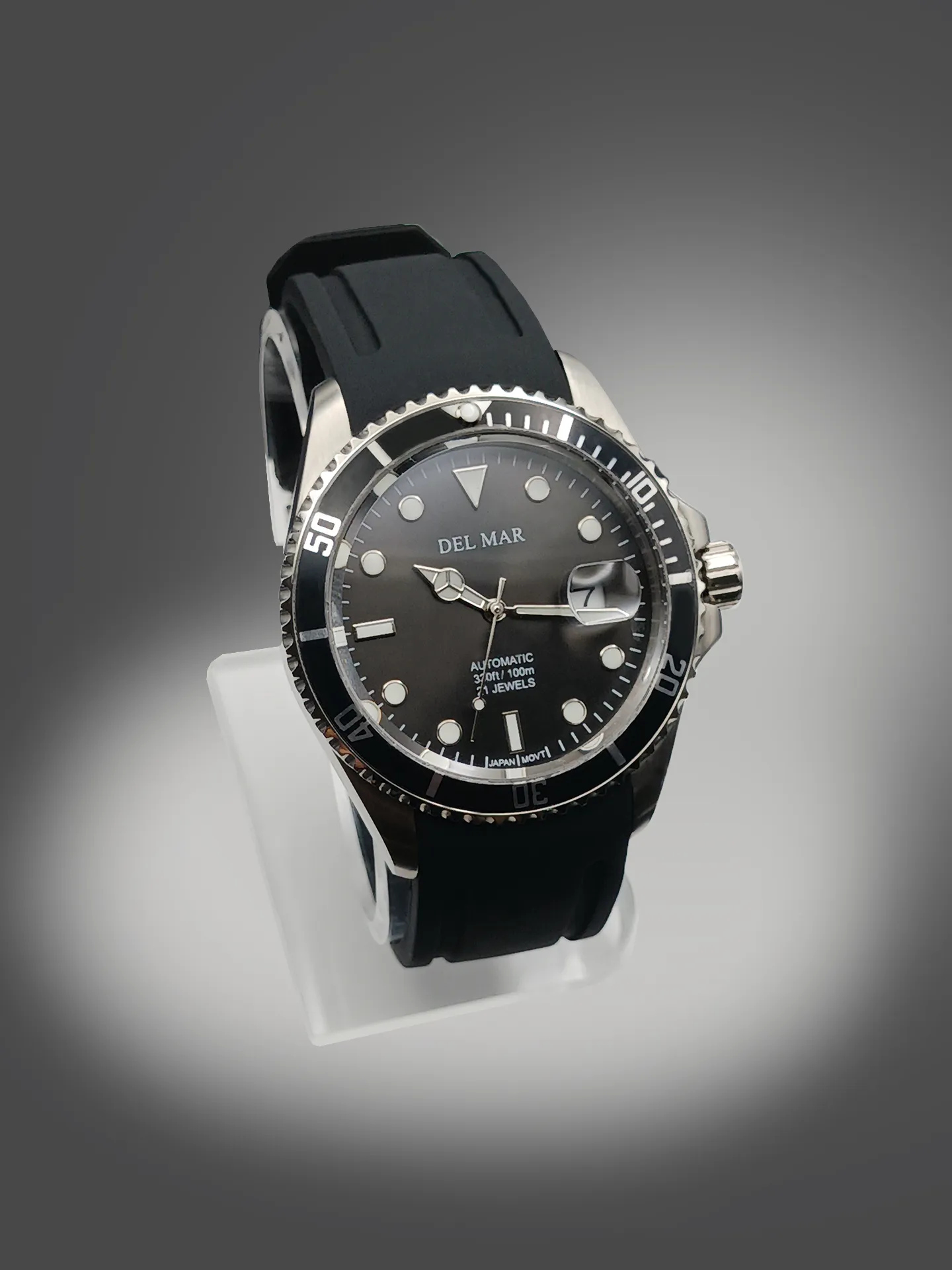 Men's Premier Automatic Watch – Black Dial & Silicone Strap #50411