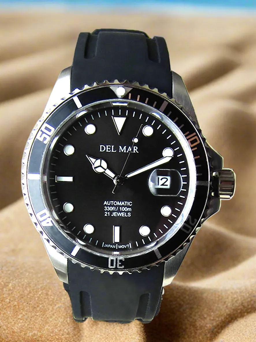 Men's Premier Automatic Watch – Black Dial & Silicone Strap #50411