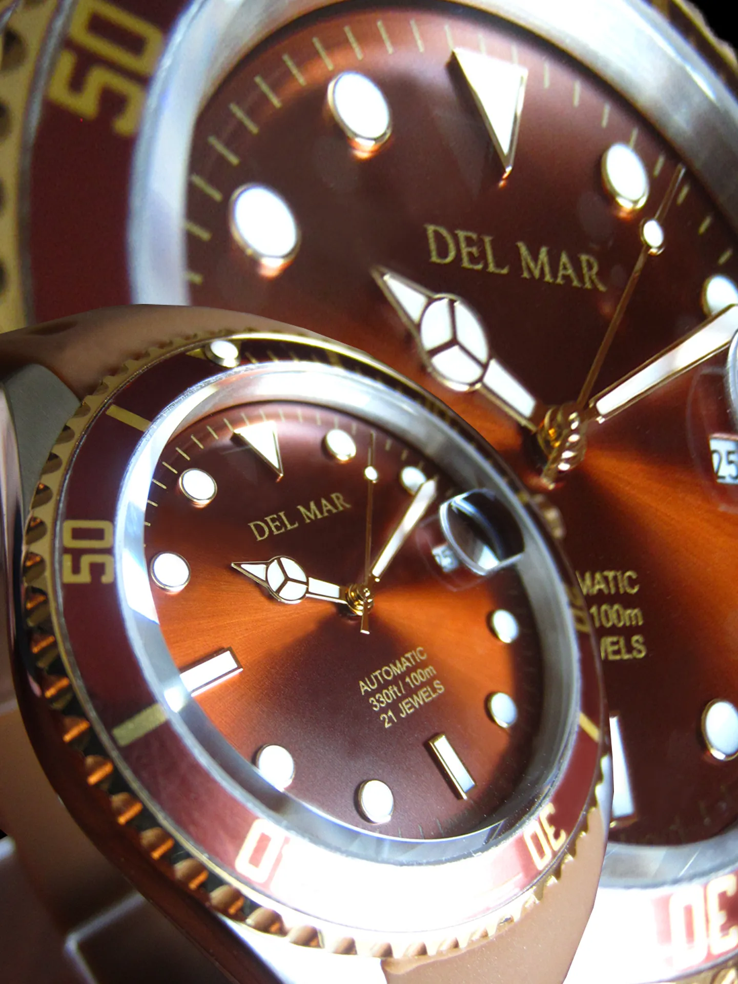 Men's Premier Automatic Watch – Bronze Dial & Brown Silicone Strap #50410