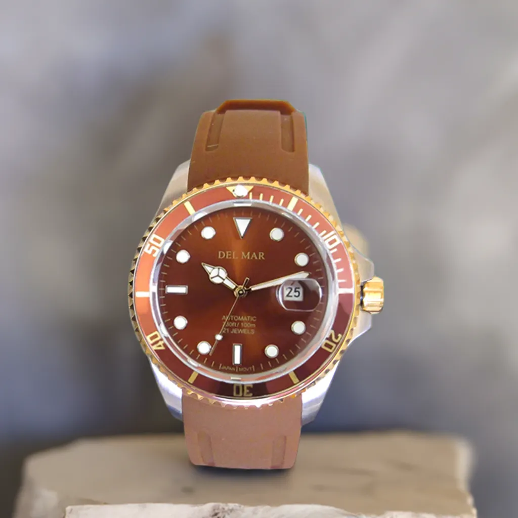 Men's Premier Automatic Watch – Bronze Dial & Brown Silicone Strap #50410