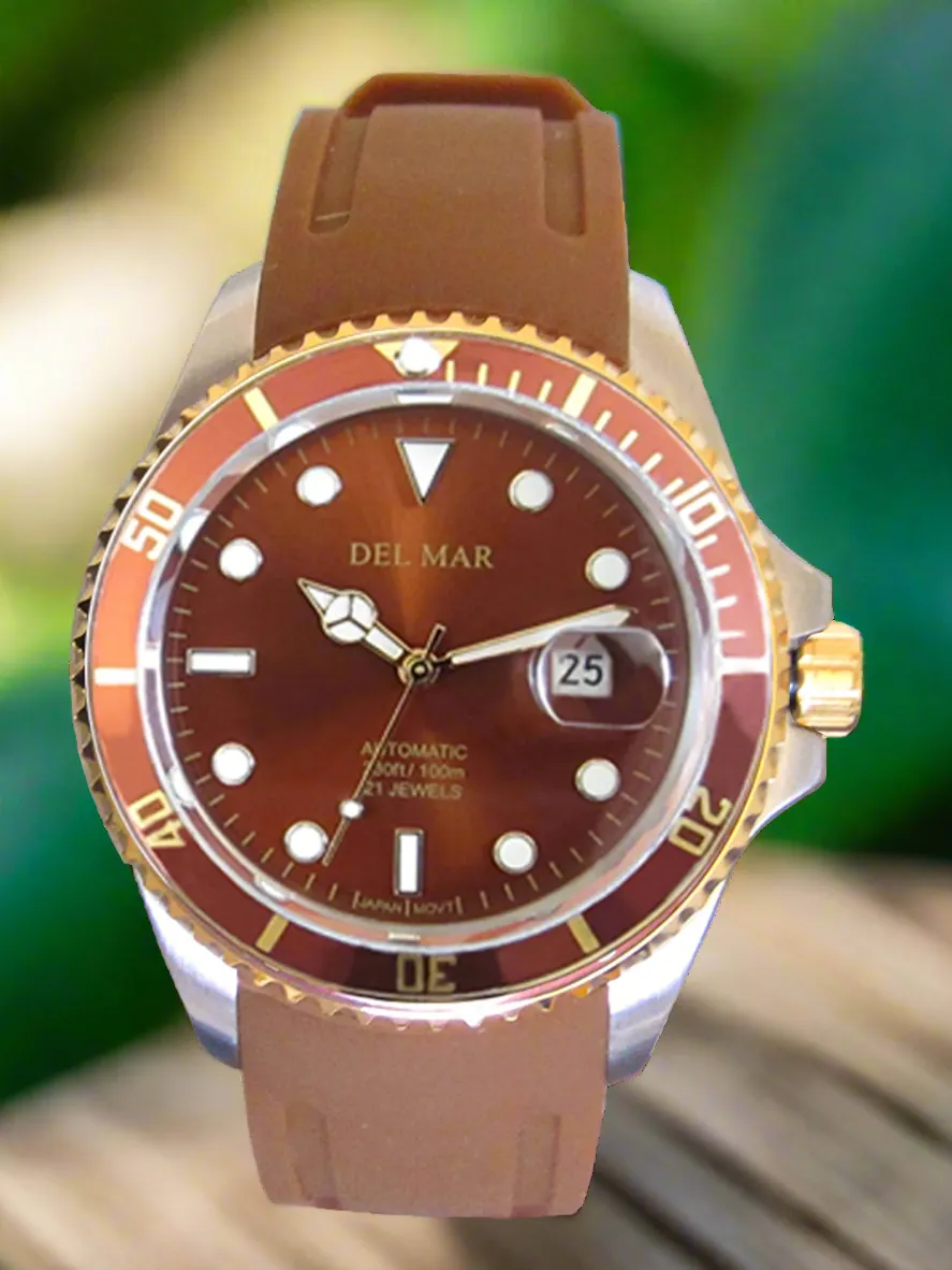 Men's Premier Automatic Watch – Bronze Dial & Brown Silicone Strap #50410