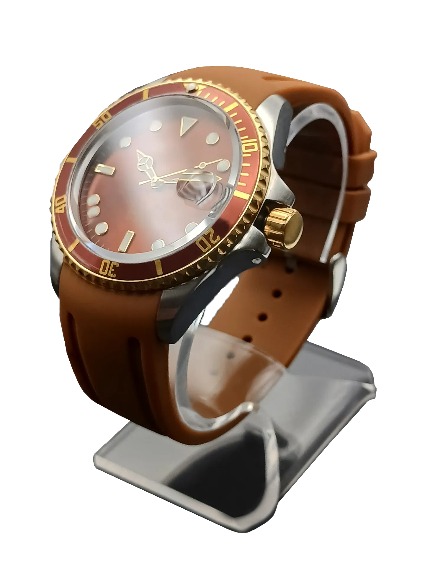 Men's Premier Automatic Watch – Bronze Dial & Brown Silicone Strap #50410