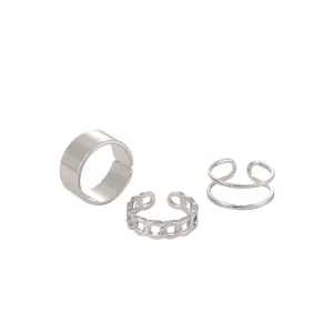 Men's Set of 3 Adjustable Rings with Opening