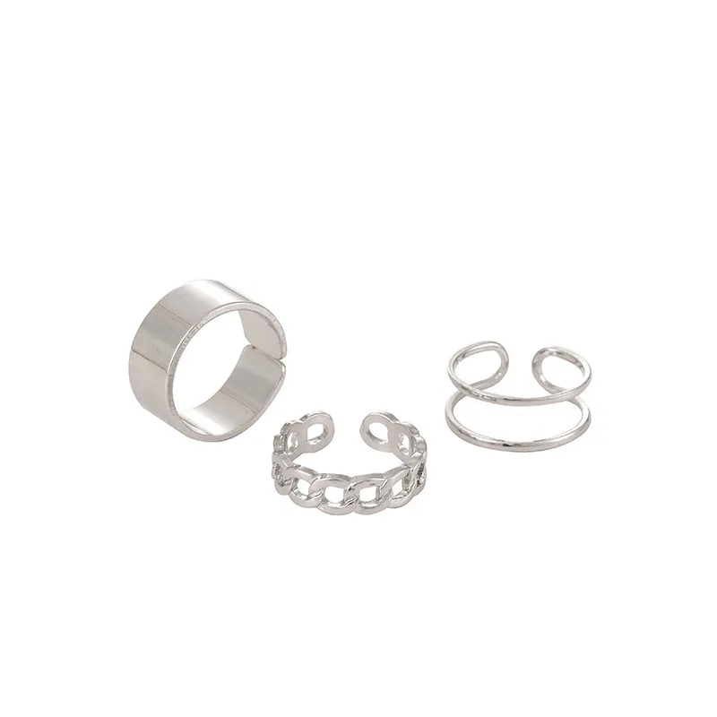 Men's Set of 3 Adjustable Rings with Opening