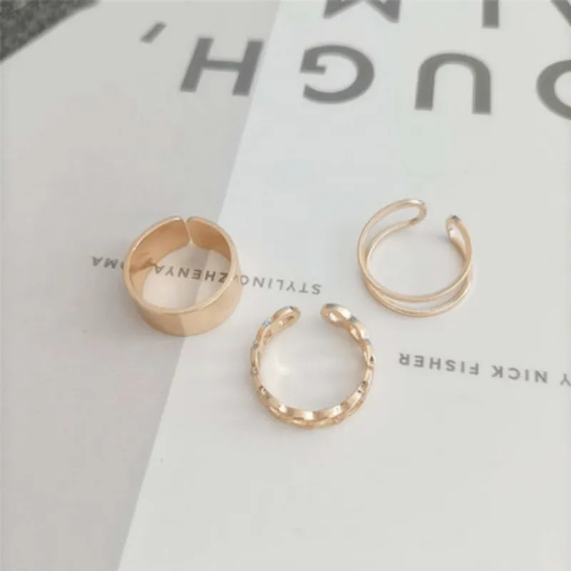 Men's Set of 3 Adjustable Rings with Opening