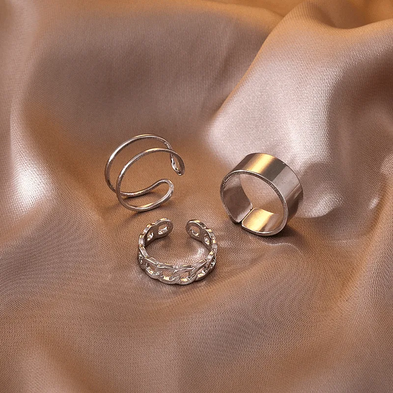Men's Set of 3 Adjustable Rings with Opening