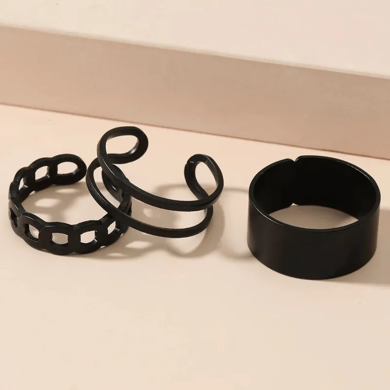 Men's Set of 3 Adjustable Rings with Opening
