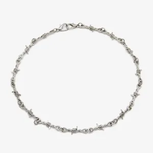 Men's Spiked Thorns Metal Barbed Wire Chain Necklace