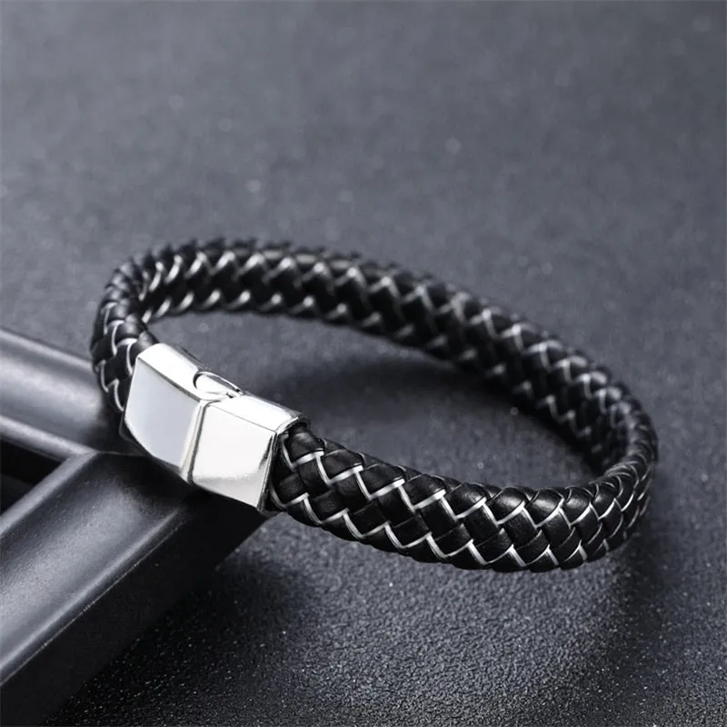 Microfiber Leather Bracelet 316L Stainless Steel