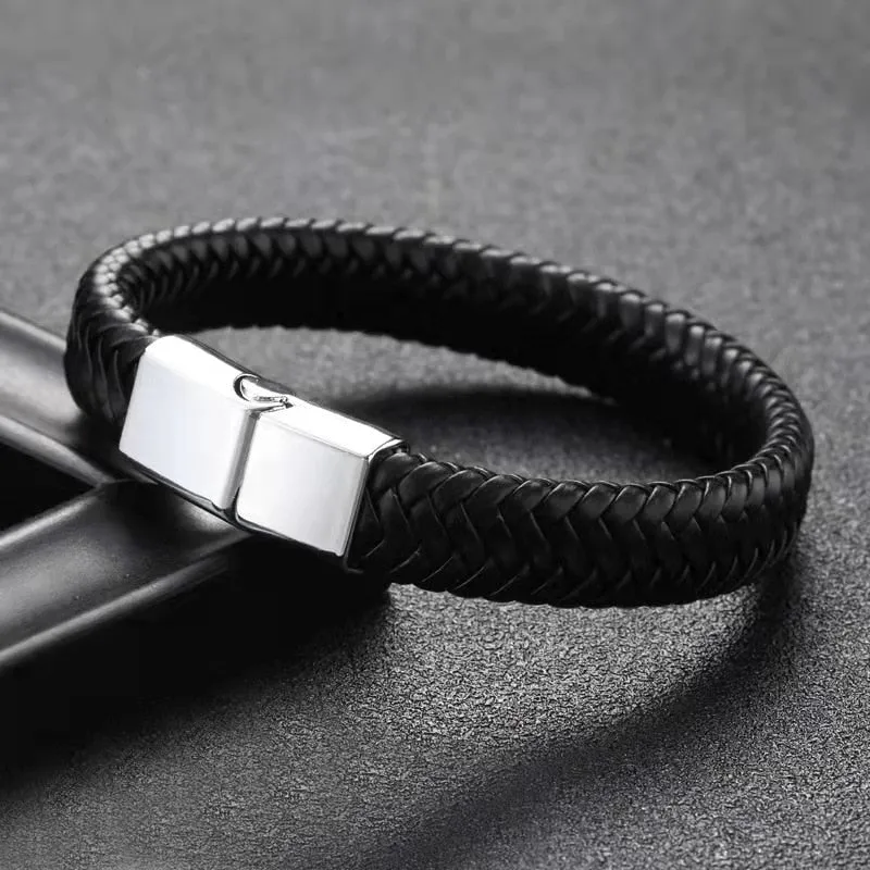 Microfiber Leather Bracelet 316L Stainless Steel