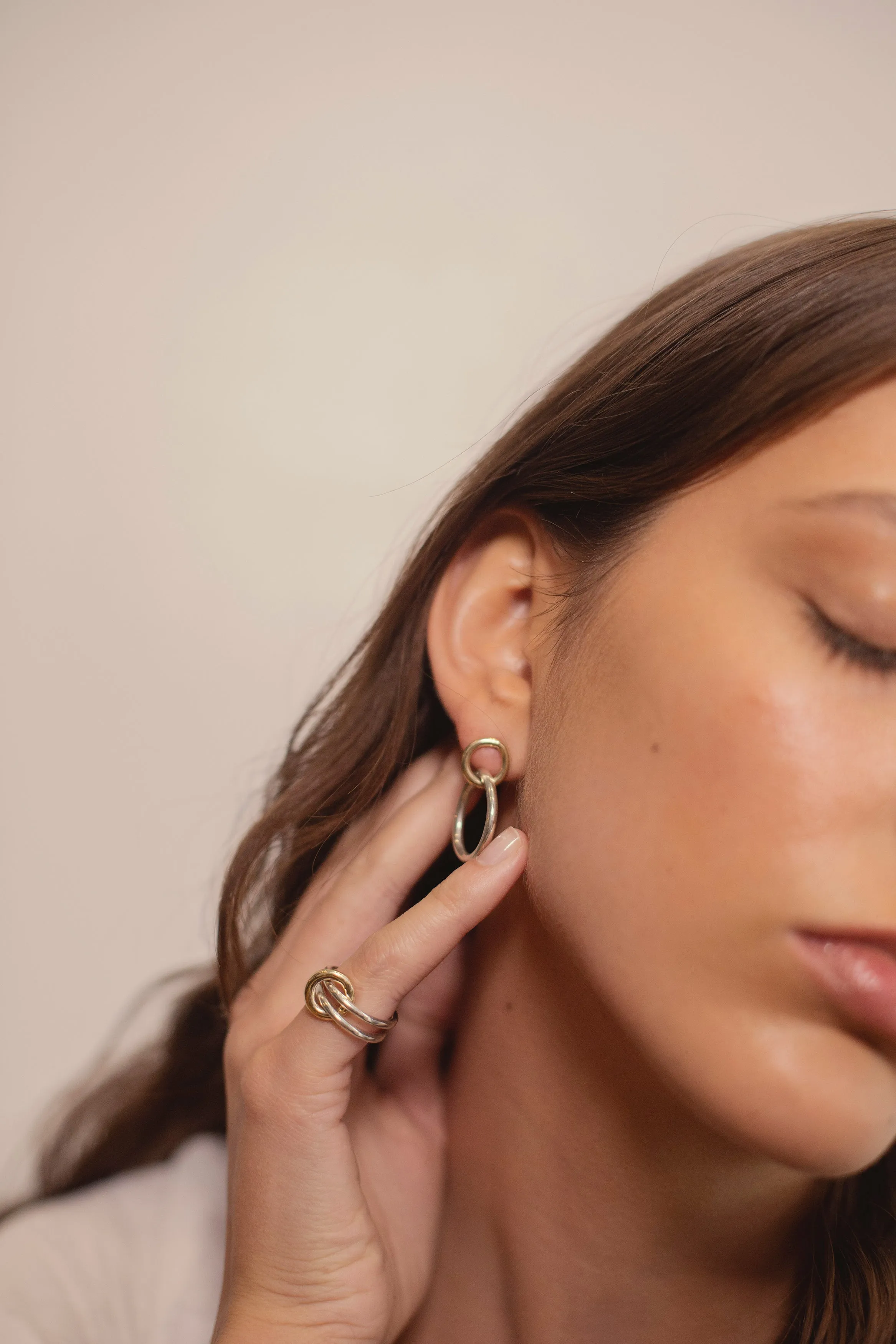 Mismatched Gold & Sterling Hoops