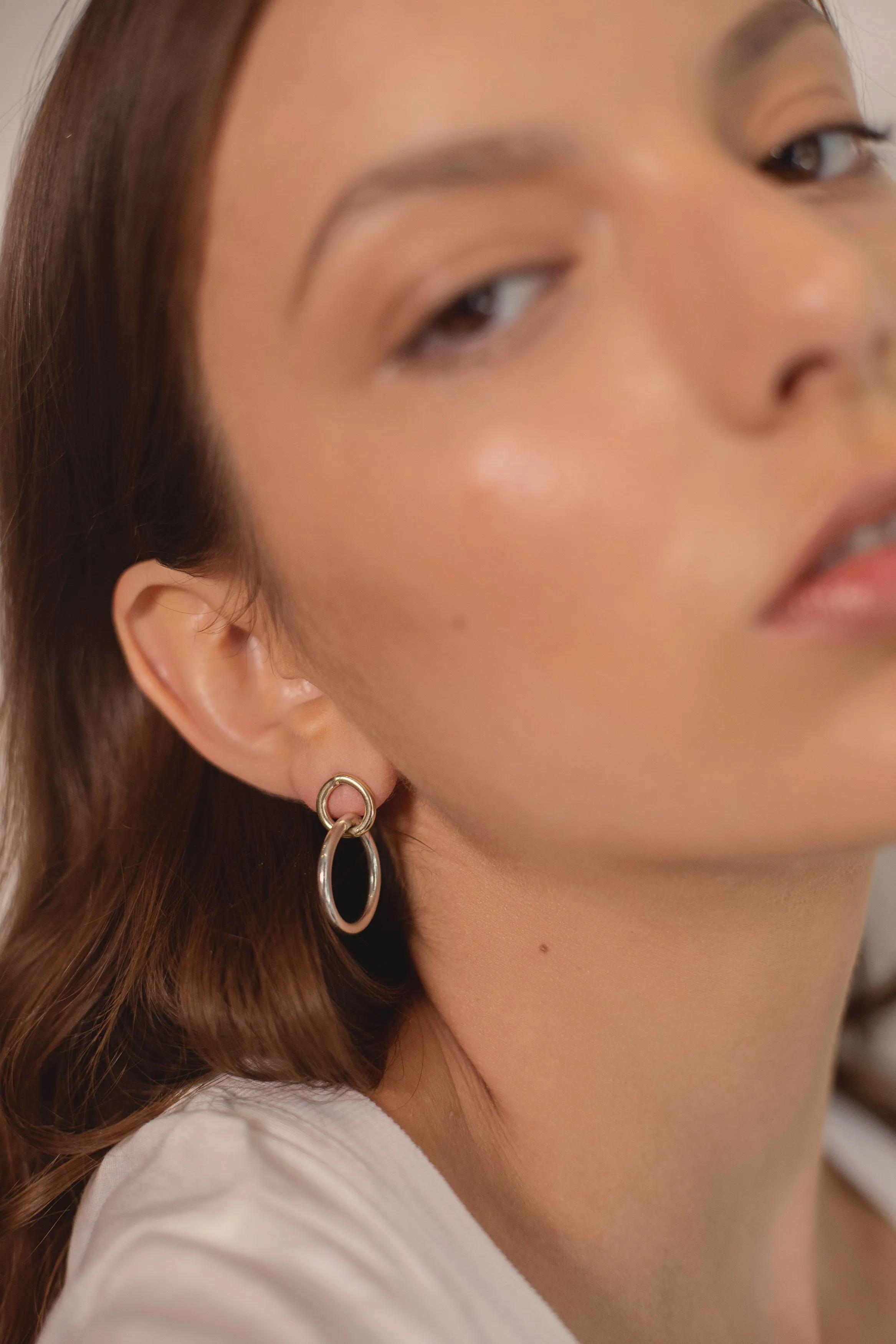 Mismatched Gold & Sterling Hoops