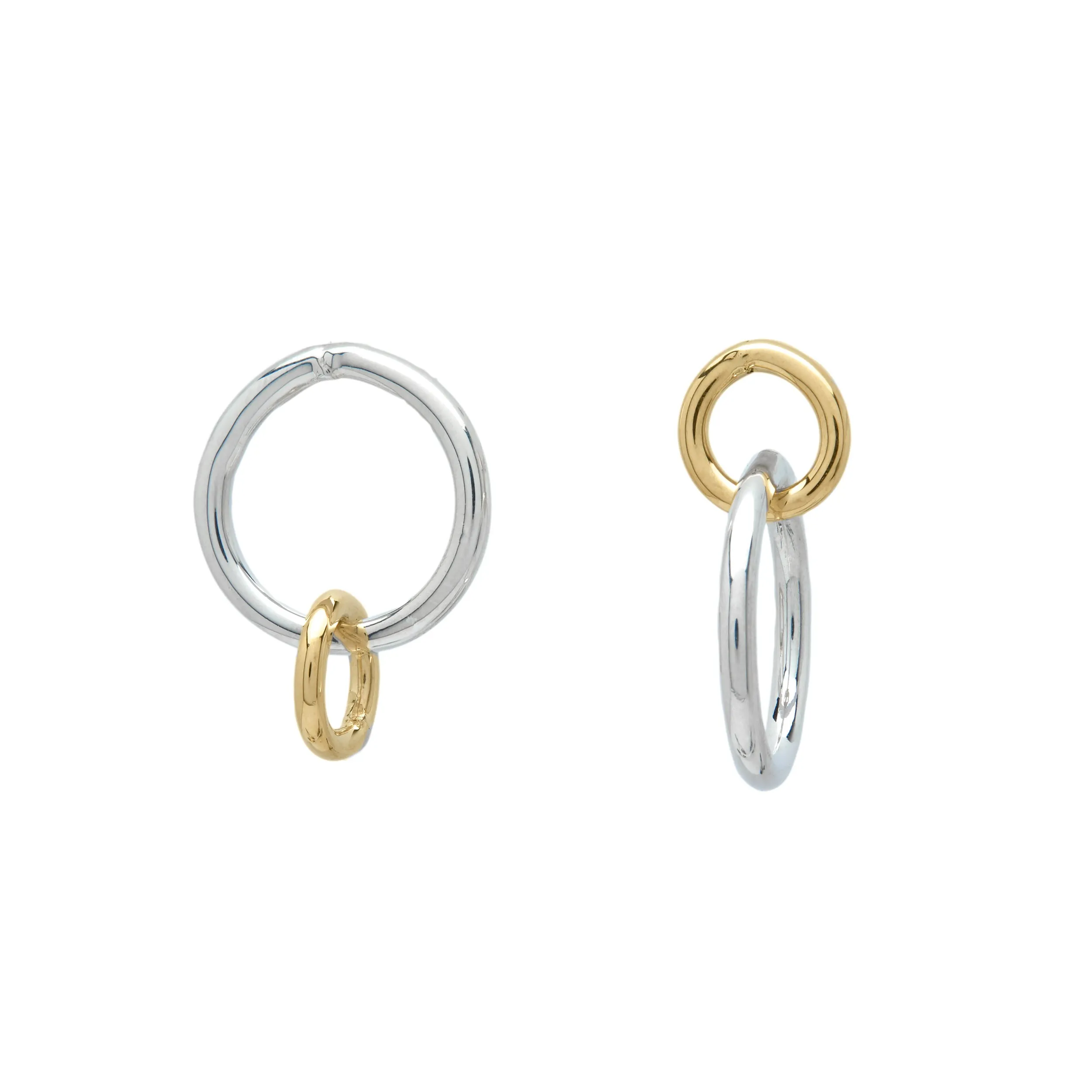 Mismatched Gold & Sterling Hoops