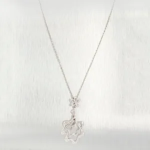 Modern Abstract 0.20ctw Diamond Wave Star Pendant - 14k White Gold Necklace 20" Chain