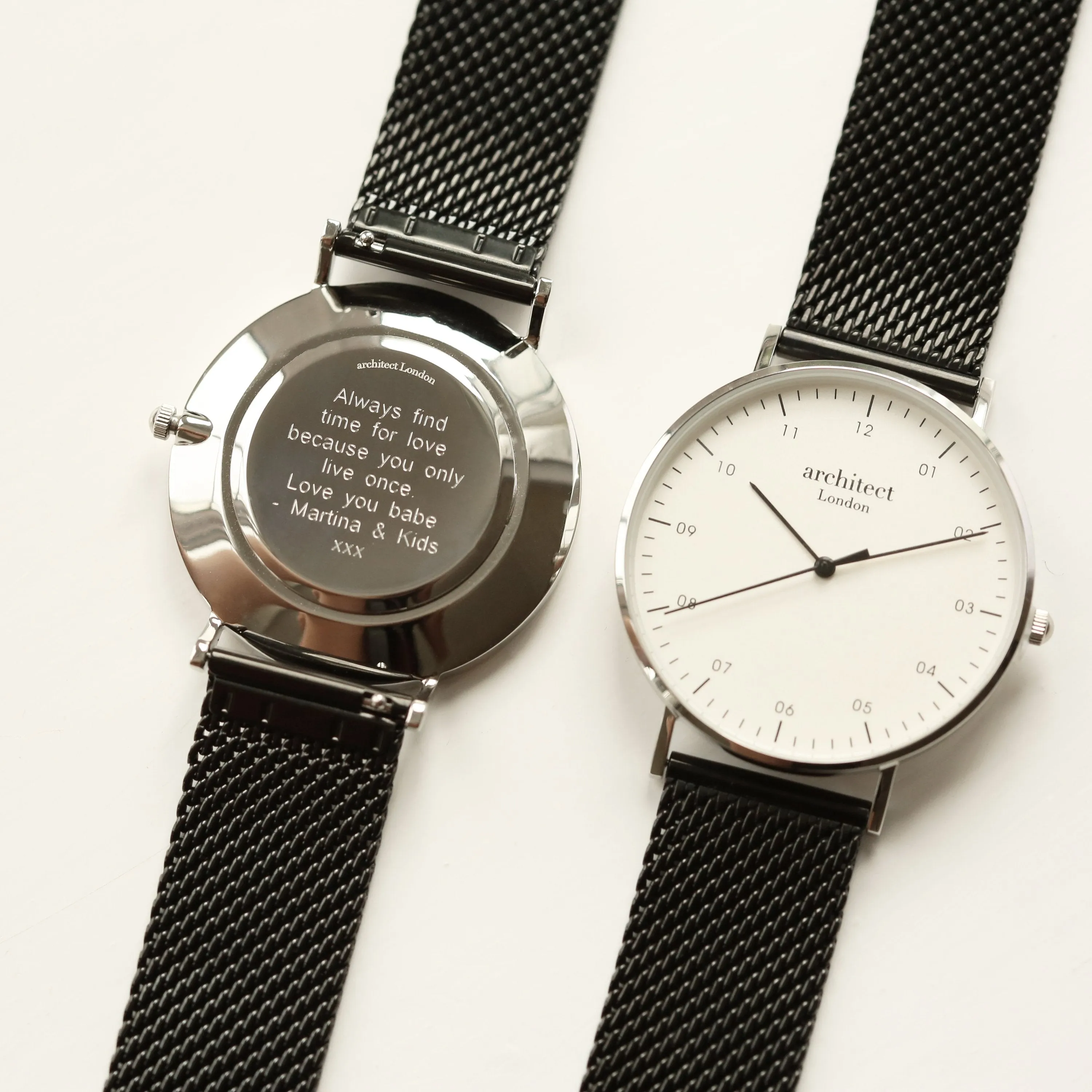 Modern Font Engraving - Men's Architect Zephyr   Pitch Black Mesh