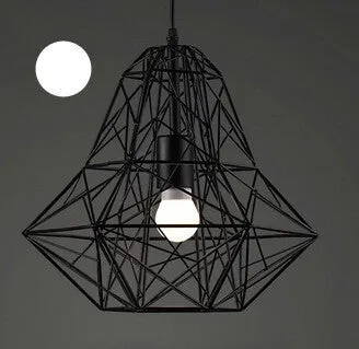 Modern Wrought Iron Bird Cage Pendant Light American Retro Industrial LOFT Bar Lamp Hanging Minimalst Geometric Fixtures110-240V