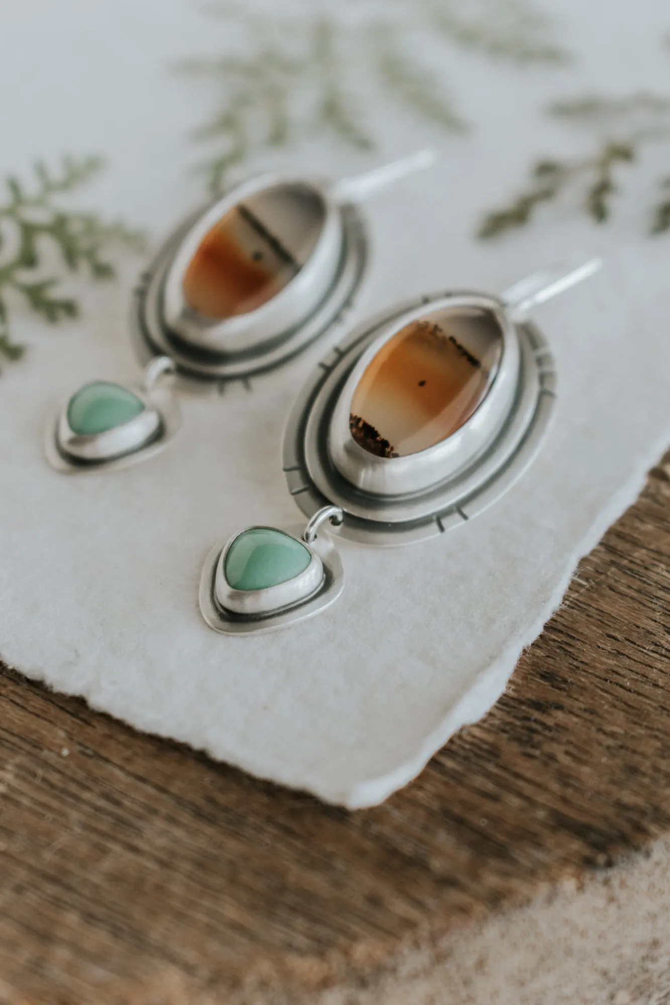 Montana Agate and Variscite Statement Earrings