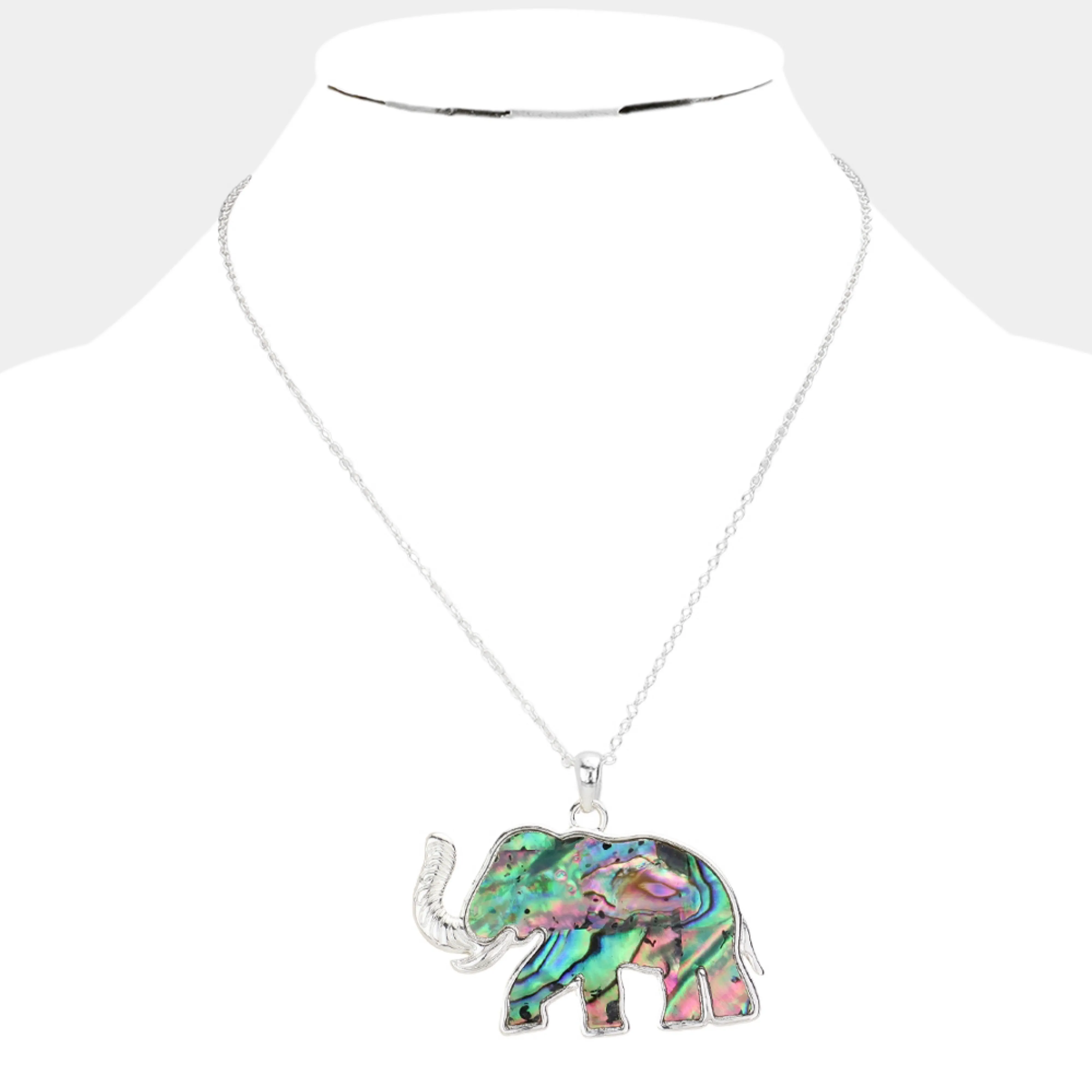 Mosaic Elephant Pendant Necklace
