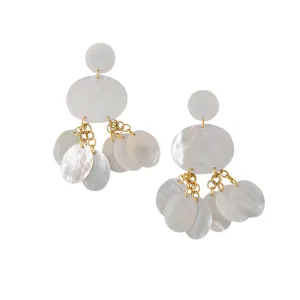 MOTHER OF PEARL STATEMENT EARRINGS. WHITE MOP