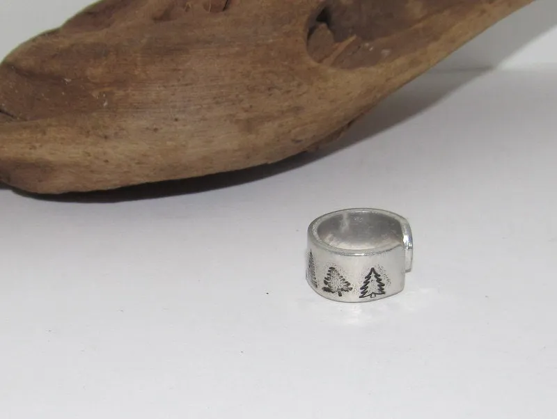 Mountain view Personalized Adjustable stamped ring,  inspiration rings, adjustable silver ring, stamped jewelry, boho mountain ring