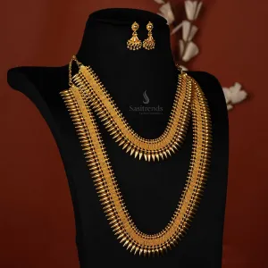 Mullapoo One Gram Micro Gold Plated Imitation Haram Jalebi Pattern Short and Long Necklace Jewellery Sets - Sasitrends