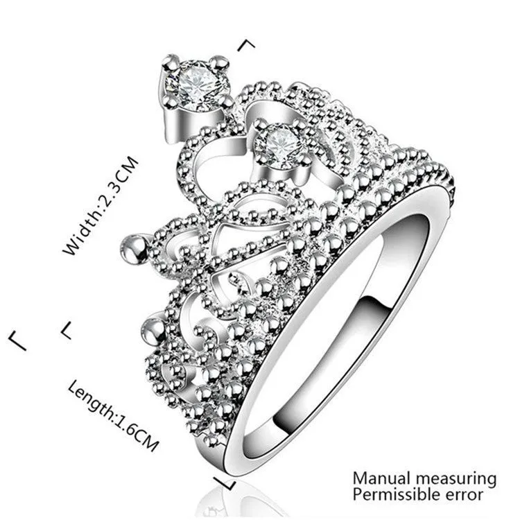 New Arrival Fashion Jewelry AAA  Cubic Zircon Diamond 925 Silver Crown Rings For Women/Girls Party Wedding Gift