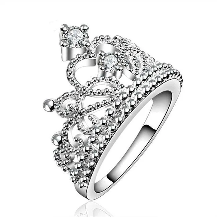 New Arrival Fashion Jewelry AAA  Cubic Zircon Diamond 925 Silver Crown Rings For Women/Girls Party Wedding Gift