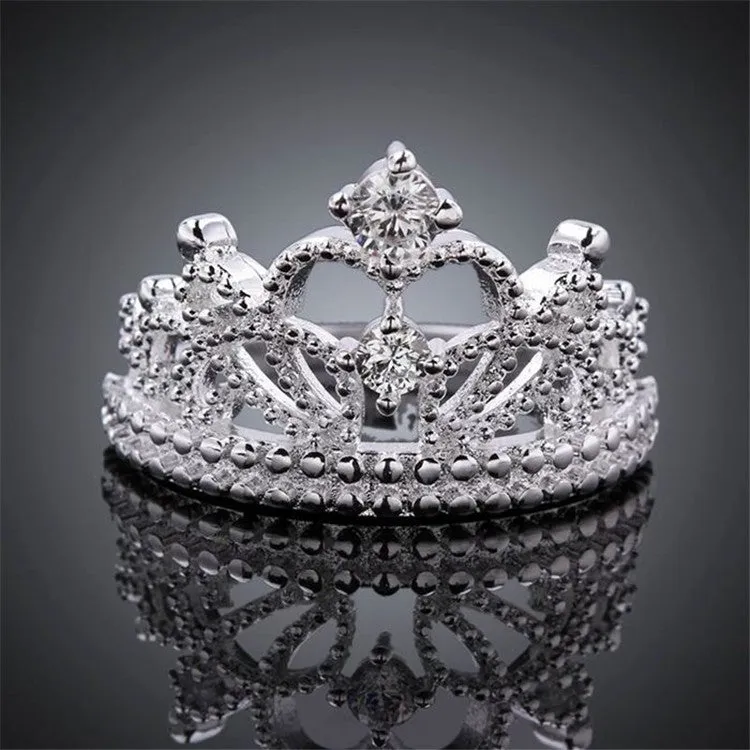 New Arrival Fashion Jewelry AAA  Cubic Zircon Diamond 925 Silver Crown Rings For Women/Girls Party Wedding Gift