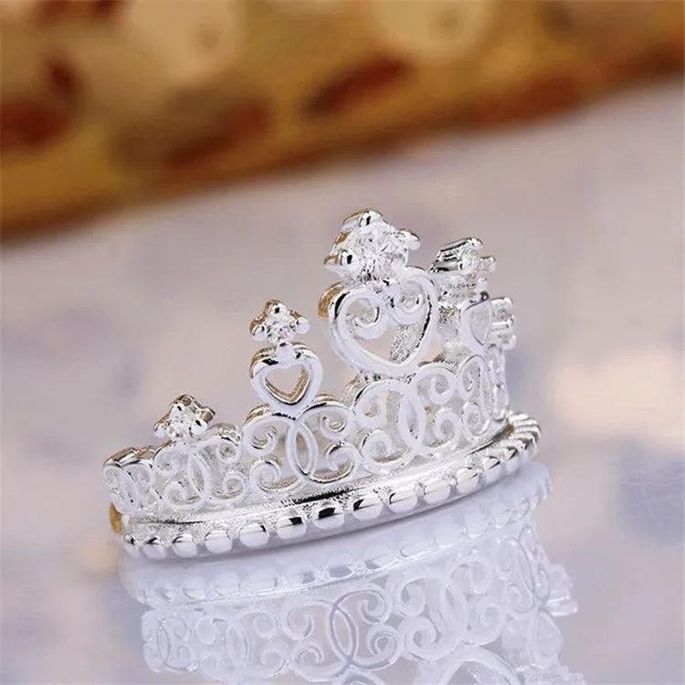 New Arrival Fashion Jewelry AAA  Cubic Zircon Diamond 925 Silver Crown Rings For Women/Girls Party Wedding Gift