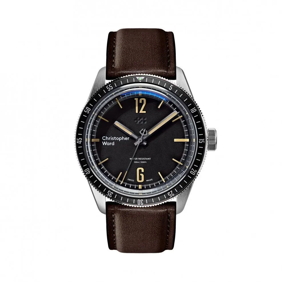 New Christopher Ward C65 Trident Diver Vintage Style Black Dial Watch 41MM