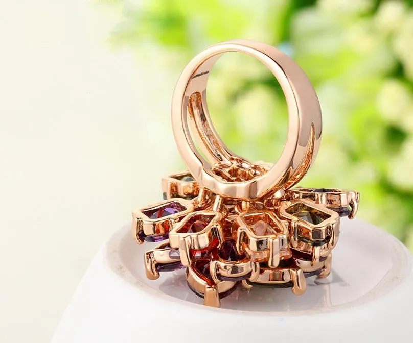 Newest Arrival 18K Rose Gold plated Wedding Rings for Women Multicolor High Quality Jewelry