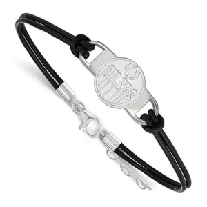 NHL Licensed Edmonton Oilers Leather & Sterling Silver Bracelet