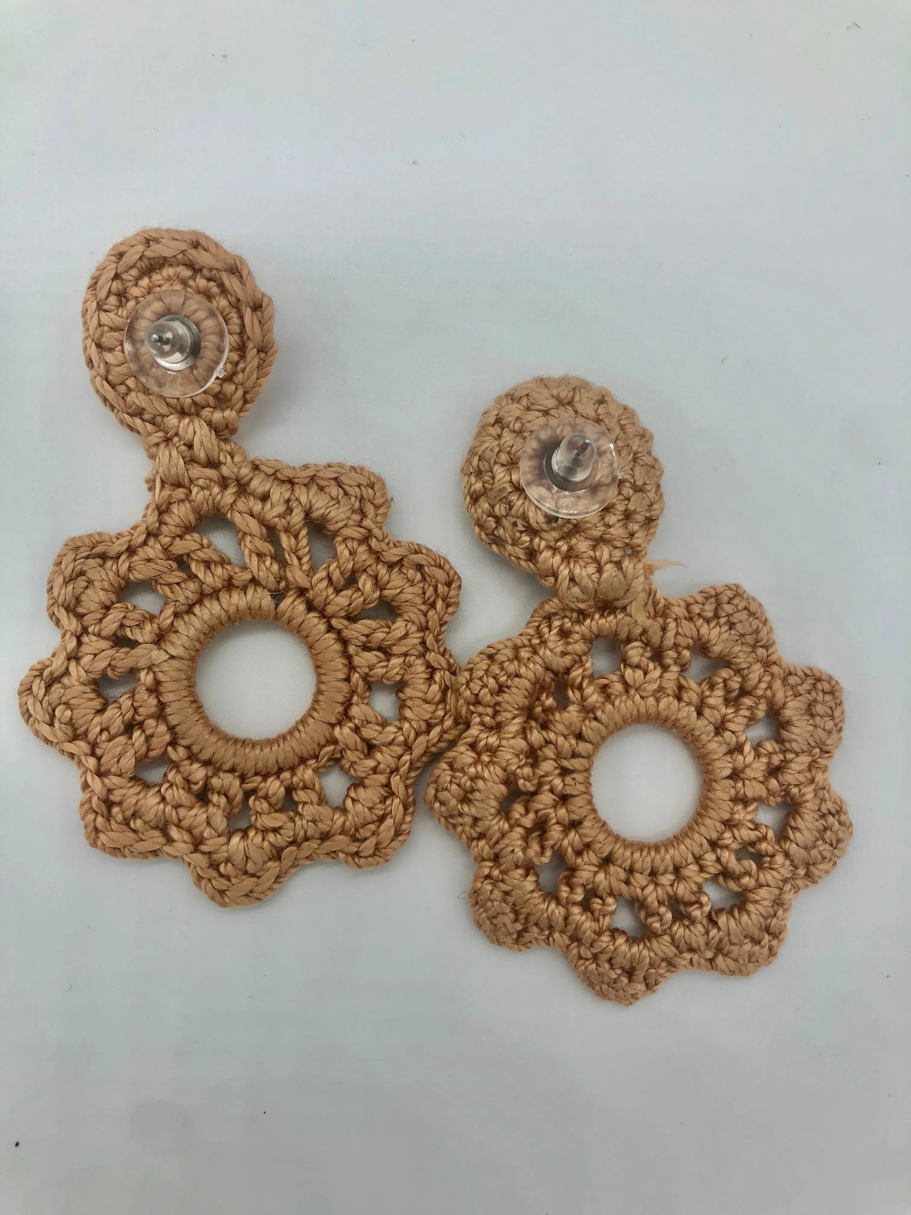 Nude Crochet Earrings / Beige Crochet Earrings / Nude Statement Earrings / Summer Nature Earrings / Pearl Statement Earrings/ Round Earrings