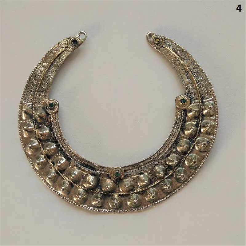 Old Afghan spiked torc - torq necklace, vintage tribal neck ring with spikes