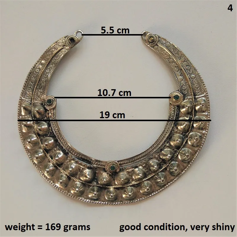 Old Afghan spiked torc - torq necklace, vintage tribal neck ring with spikes