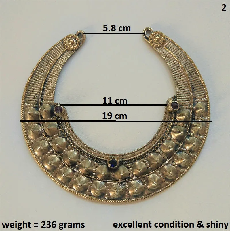 Old Afghan spiked torc - torq necklace, vintage tribal neck ring with spikes
