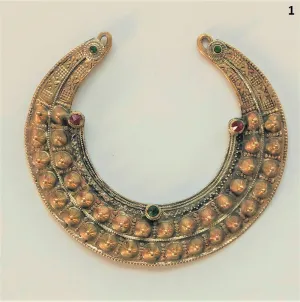 Old Afghan spiked torc - torq necklace, vintage tribal neck ring with spikes