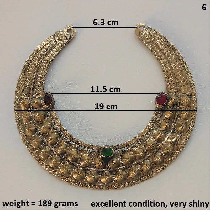 Old Afghan spiked torc - torq necklace, vintage tribal neck ring with spikes